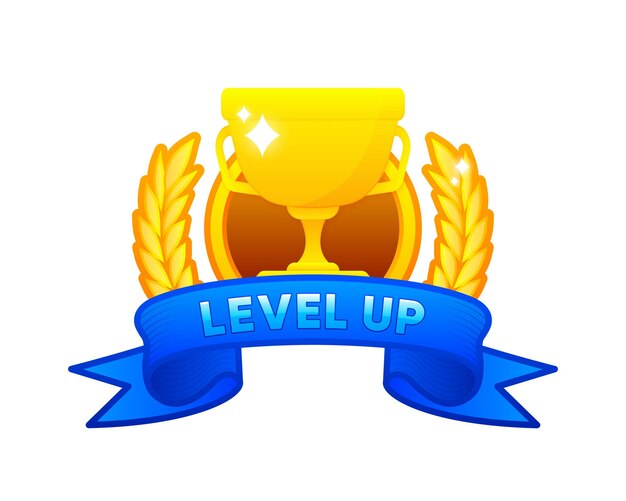 Nivel UP Diseño de logotipo de dibujos animados para un juego que simboliza el avance Ilustración vectorial