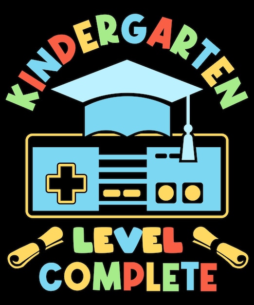 Nivel de videojugador de graduación de jardín de infantes controlador de juego de sombrero de graduación de diseño colorido completo