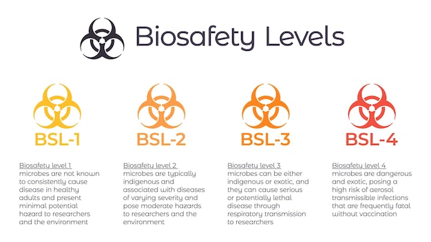 Vector niveles de bioseguridad bsl señal de designación de materiales peligrosos