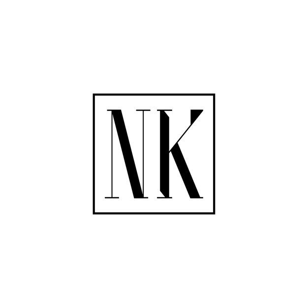 NK monograma logotipo diseño carta texto nombre símbolo monocromo logotipo alfabeto carácter simple logotipo