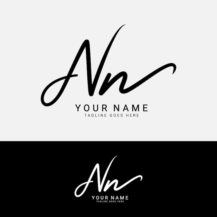 Vector nn logotipo de las letras iniciales alfabeto nn logotipo de la firma escrita a mano