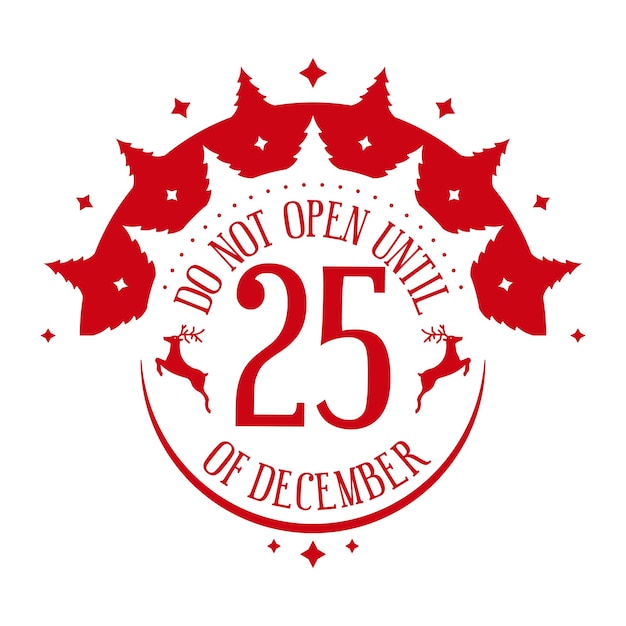 No abra hasta el 25 de diciembre: diseño de sellos festivos. Elemento decorativo de Navidad Vector.