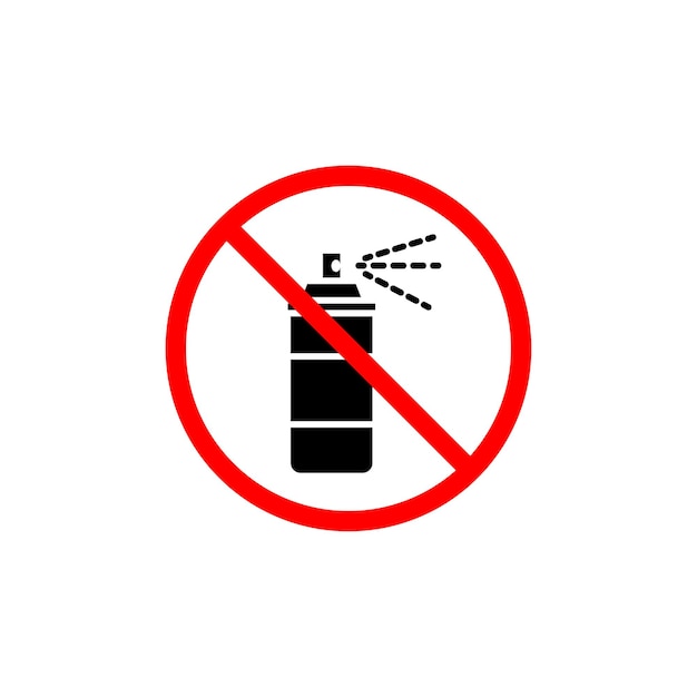 No Aerosol Spray Sign Icon Set Prohibido Spray Graffti símbolo vectorial en un estilo negro lleno y delineado Signo de prohibición de vaporización