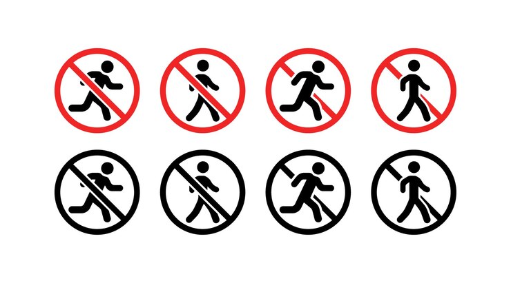 No ejecutar señal Establezca iconos de estilo plano y silueta Icones vectoriales