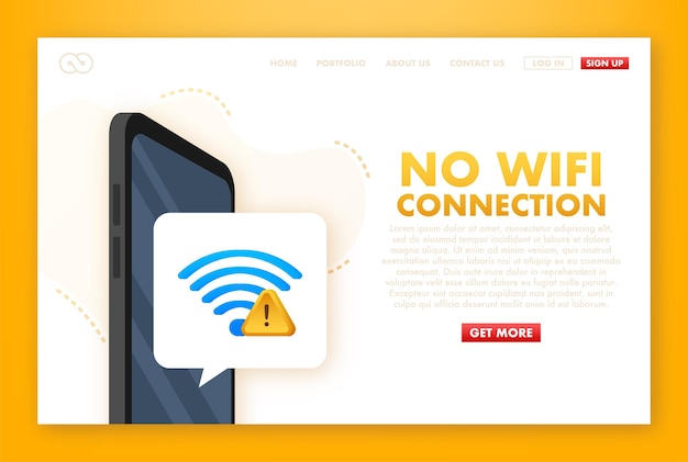 No se encontró conexión a Internet en el teléfono inteligente Conexión inalámbrica perdida No hay wifi Vector