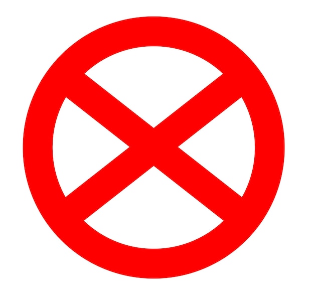 No Entry Crossed Symbol Vector Prohibition Sign with X