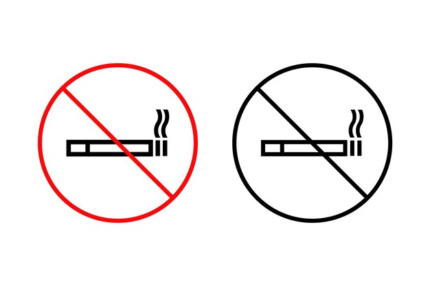 No se establece el icono del vector de la zona de fumadores Símbolo de cigarrillo en círculo