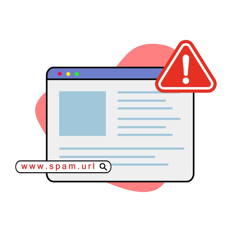 No haga clic en la URL de spam hipervínculo sospechoso y peligroso concepto ilustración vector de diseño plano