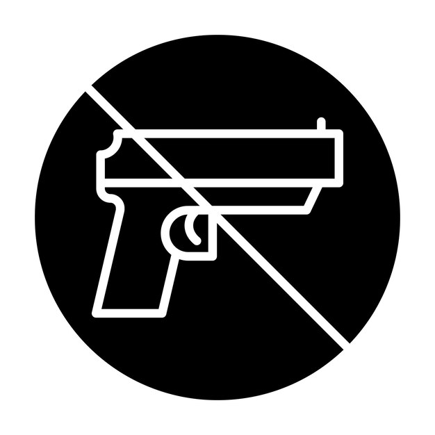 No hay armas Glyph Ilustración negra sólida