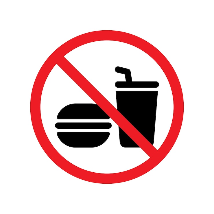 Vector no hay comida y no hay bebida o no comer vector señal prohibida