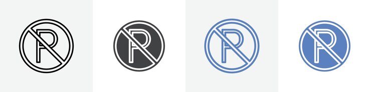 Vector no hay conjunto de vectores de íconos de estacionamiento uso para ui web o aplicación