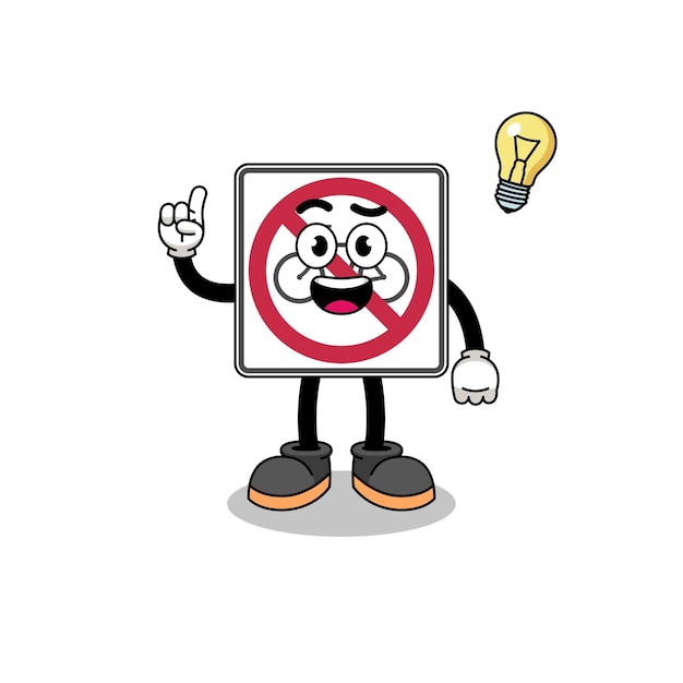 No hay dibujos animados de señales de tráfico de bicicletas con una pose de idea
