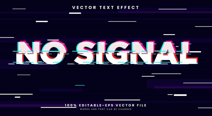 Vector no hay efecto de texto editable de señal plantilla con estilo de hackeo del sistema tema