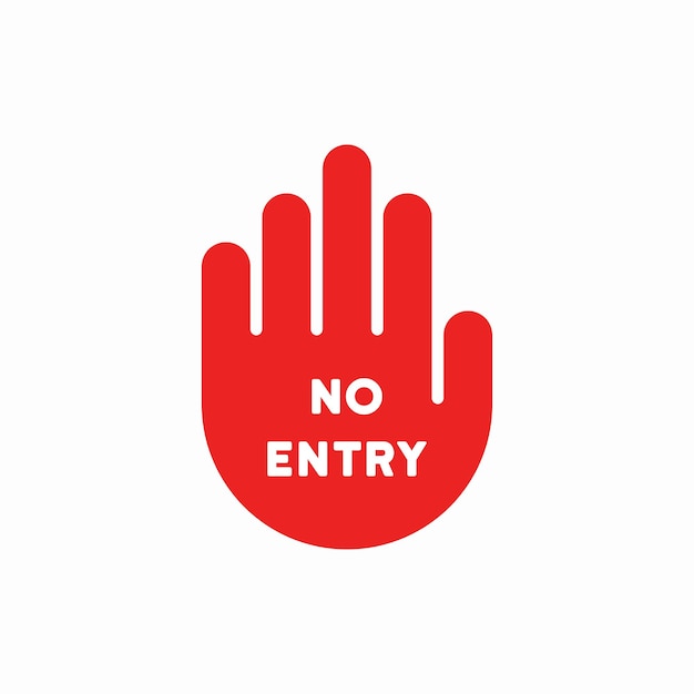No hay entrada para el icono de la palma de la mano Ilustración vectorial