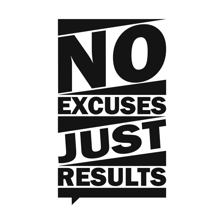 Vector no hay excusas, sólo resultados. vector de citas de fitness motivacional.