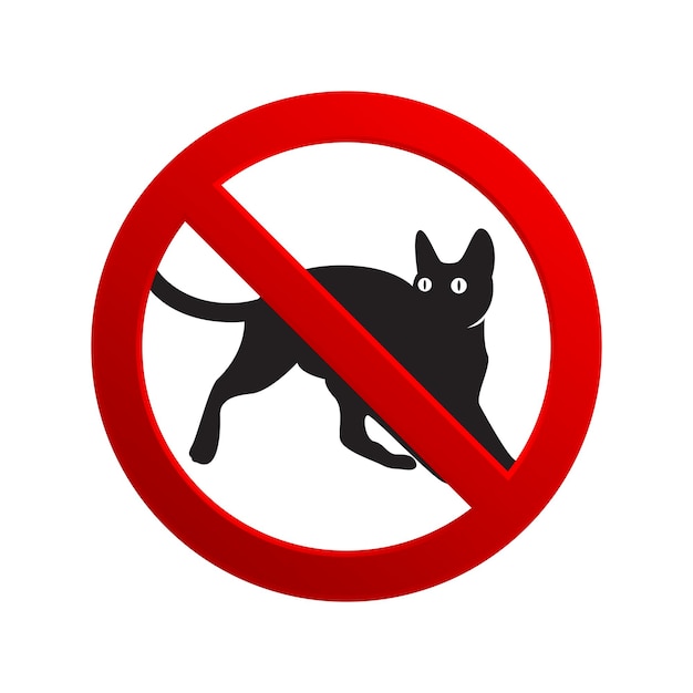 No hay gatos Signo Etiqueta Símbolo Icono Ilustración vectorial