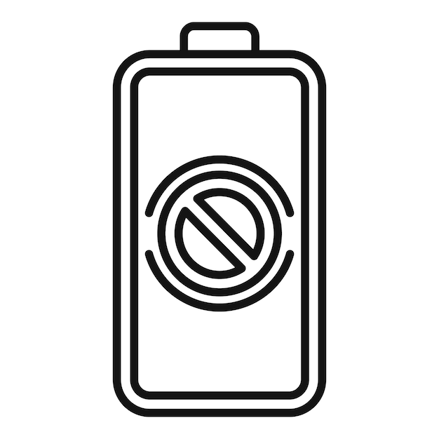 No hay icono de carga de la batería contorno vector de baja potencia