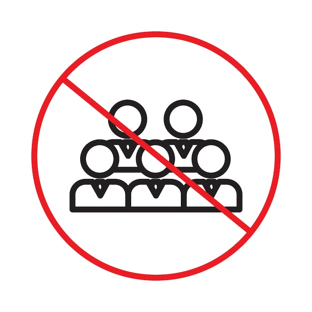 No hay icono de reunión logotipo de vector de arte de línea negra