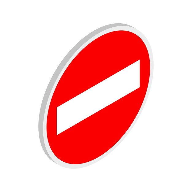 No hay icono de señal de tráfico de entrada en estilo isométrico 3d sobre un fondo blanco