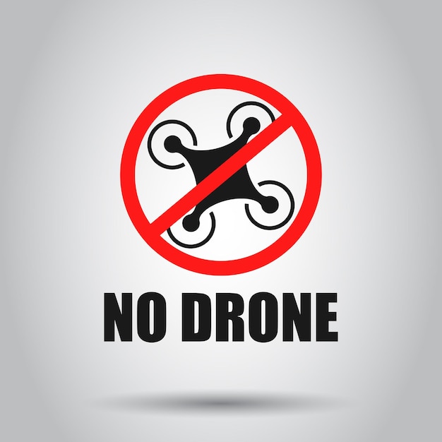 No hay icono de señal de zona de avión no tripulado en estilo transparente Ilustración vectorial de prohibición en fondo aislado Concepto comercial de vuelo prohibido