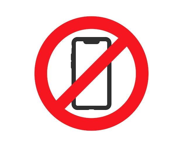 No hay icono de teléfono inteligente Símbolo de prohibición de ruido Signo de mantener el silencio Observar el silencio Icono de ilustración vectorial