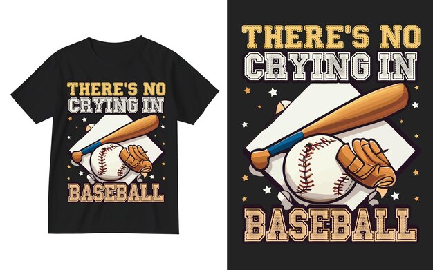 No hay llanto en la plantilla de diseño de ilustración de camiseta de basebll diseño de camisetas de béisbol personalizadas