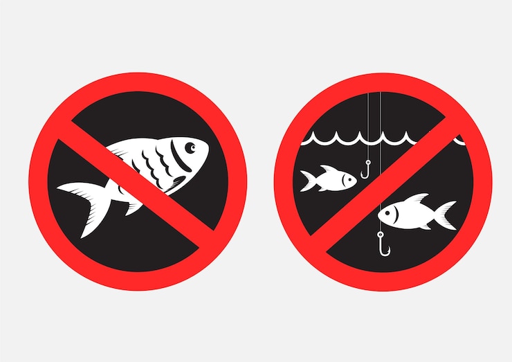 Vector no hay pegatinas de símbolo de signo de pesca