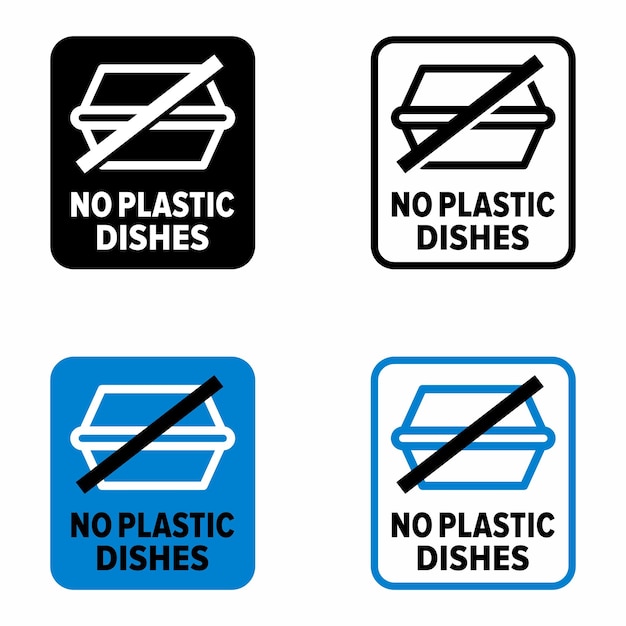 No hay platos de plástico vajilla ecológica, señal de información