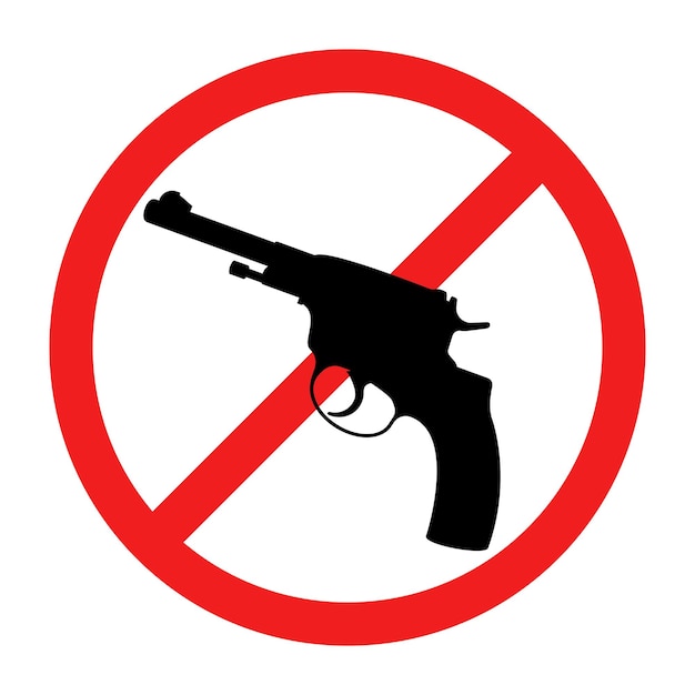 No hay señal de armas No hay icono de armas Señal de prohibición redonda roja Detener la guerra
