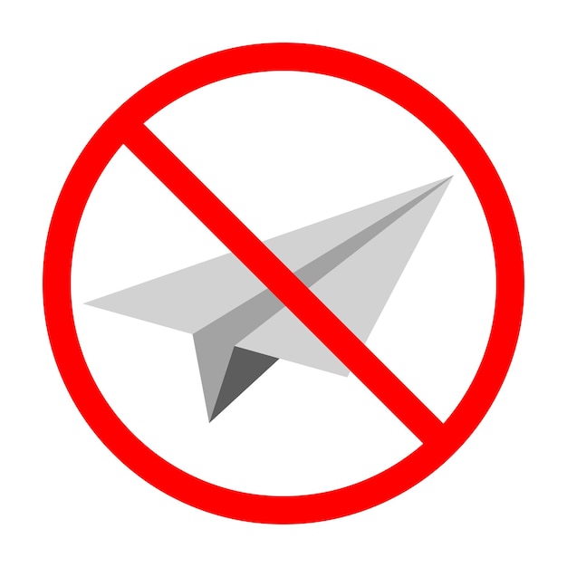 No hay señal de avión de papel está prohibido el avión de papel señal de avión prohibida