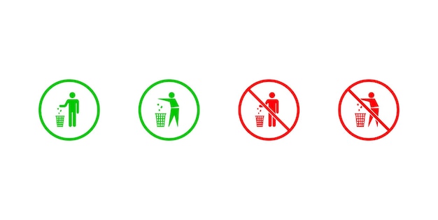 No hay señal de basura Mantenga el símbolo limpio Icono de reciclaje de residuos Vector EPS 10