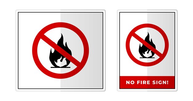 No hay señal de fuego símbolo de etiqueta icono vector ilustración