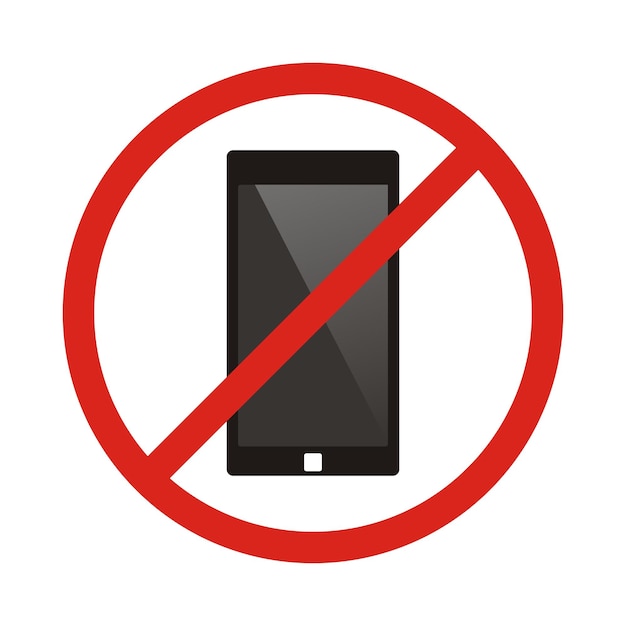 No hay señal de teléfono No hablar por señal de teléfono Prohibición roja Ilustración vectorial Símbolo rojo de no llamada No hablar por icono de teléfono No hay teléfono celular
