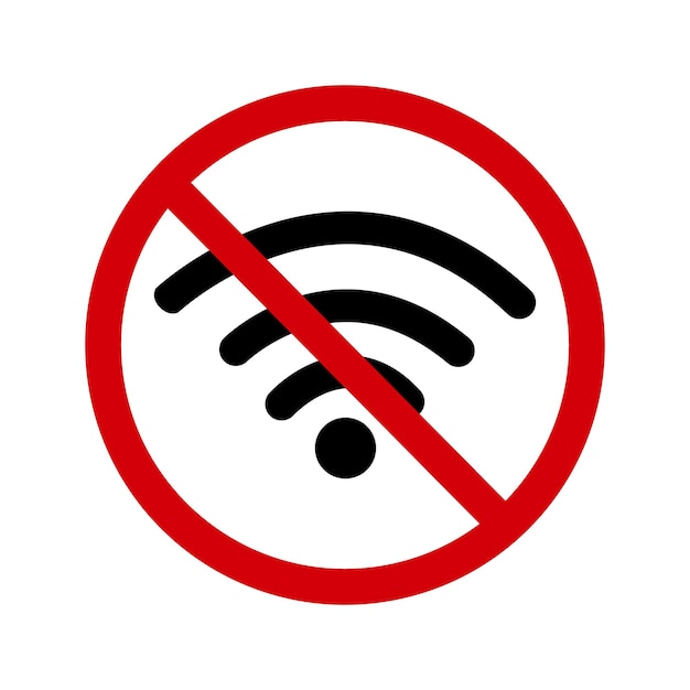 No hay señal de wifi señal de prohibición no hay zona wifi wifi no está permitido prohibición de wifi señal de wifi de parada roja redonda