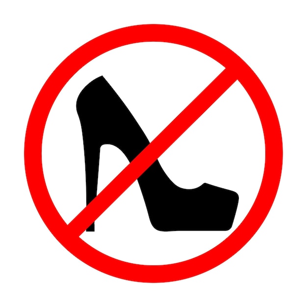 No hay zapatos de tacón alto señal de advertencia ilustración vectorial