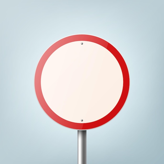 No ingrese Vector blanco y rojo redondo brillante señal de prohibición de parada señal de advertencia de peligro marco de señal icono de primer plano diseño de placa peligrosa plantilla de señal de tráfico vista delantera