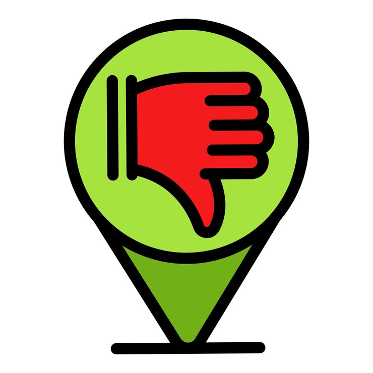 Vector no me gusta el icono de ubicación gps contorno no me gusta la ubicación gps vector icono color plano aislado