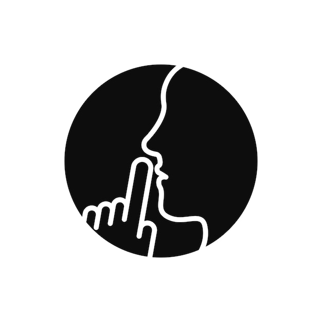 no molestar icono por favor hacer silencio pssst o shhh gesto labios silencio o secreto mantener la boca cerrada icono vector