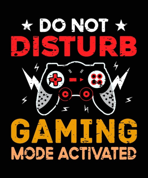 No molestar el modo de juego Activado Gamer Camiseta Diseño Vector Ilustración