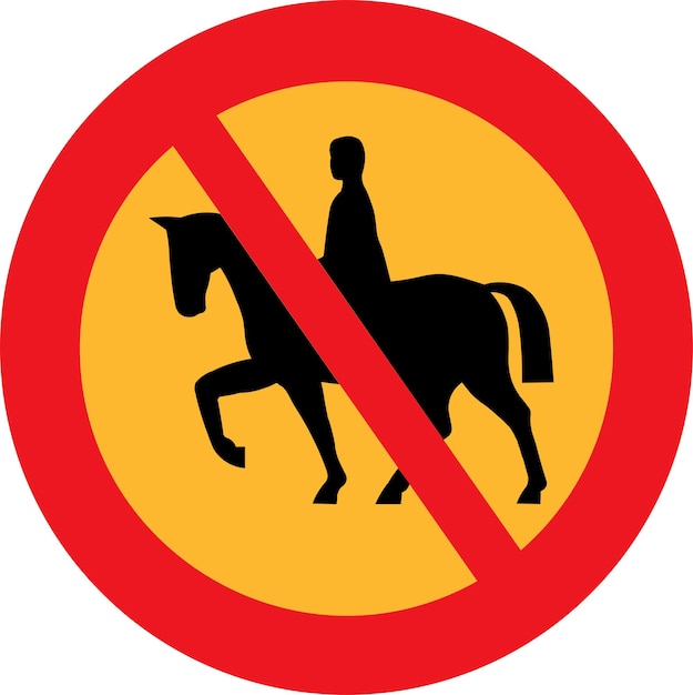 No montar a caballo Vector Road Símbolo Color Dibujo de señal de tráfico internacional en transporte