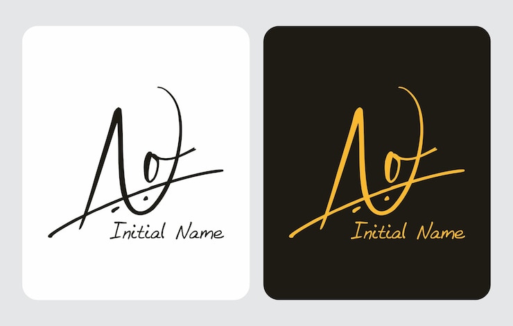 Vector no no escritura a mano inicial no escritura a mano inicial plantilla de logotipo de firma vector letras de mano