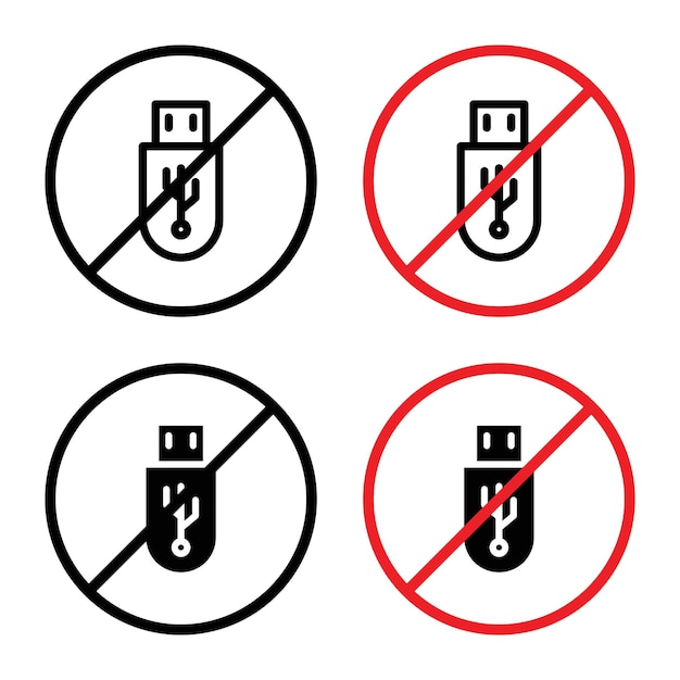 No se permite la unidad flash USB Significa el icono de seguridad de datos para áreas restringidas