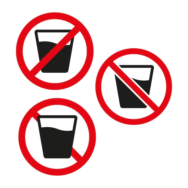 No se permiten bebidas señal prohibición roja y negra símbolo de restricción de bebidas vector