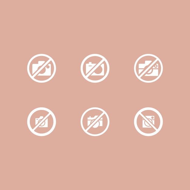 No se permiten cámaras conjunto de iconos de ilustración de señales