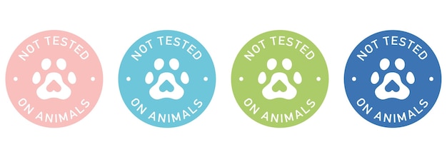 No probado en el diseño vectorial de la etiqueta de animales para el embalaje Icono de la pata Color de la pegatina del producto cosmético