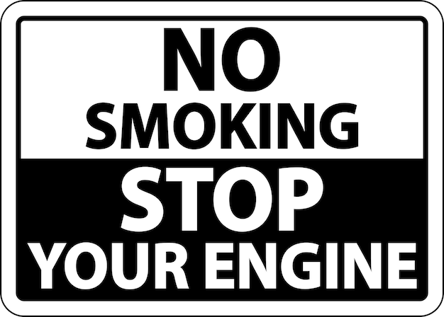 No se puede fumar, detenga el motor en un fondo blanco.
