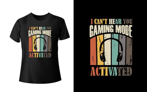 Vector no puedo oírte diseño de camiseta activado en modo de juego