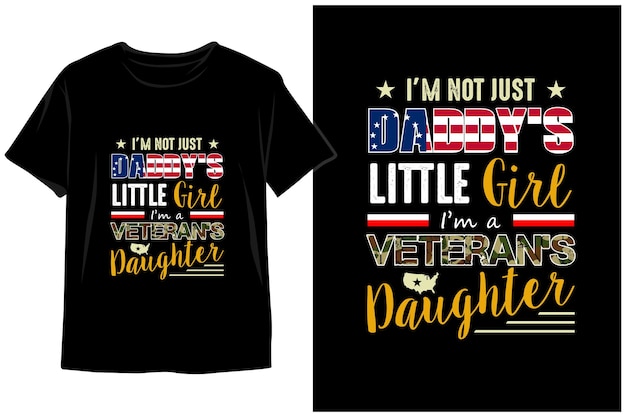 No soy solo una niña de papá, soy una hija de veteranos, diseño de camiseta del 4 de julio