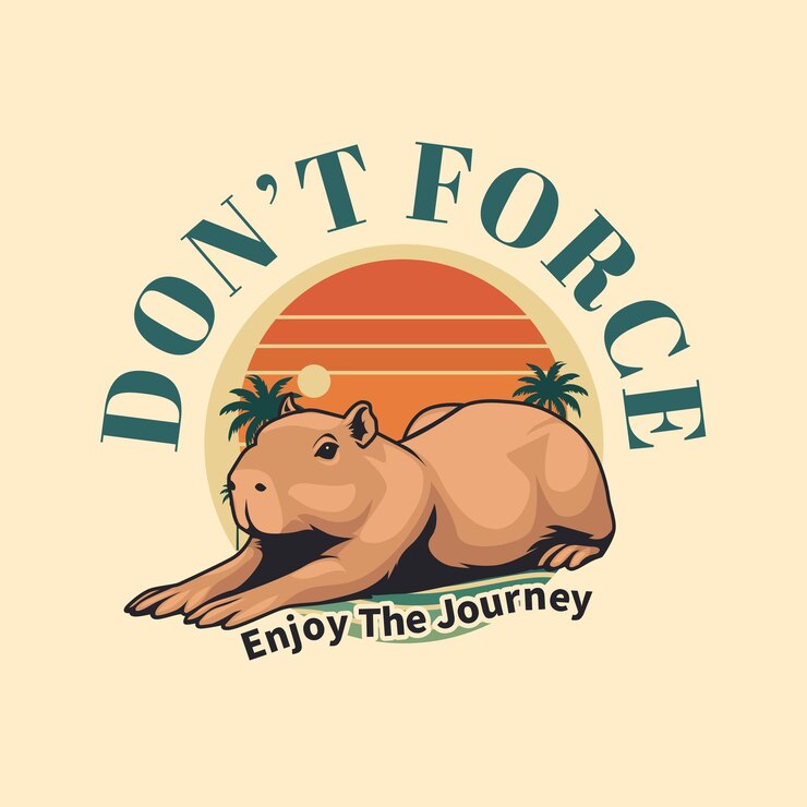 Vector no te fuerces a disfrutar el viaje - capybara chill vibes