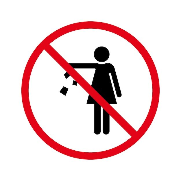 No tirar basura Glifo Pictograma Prohibido Caer basura Icono de silueta Precaución Por favor, manténgase limpio